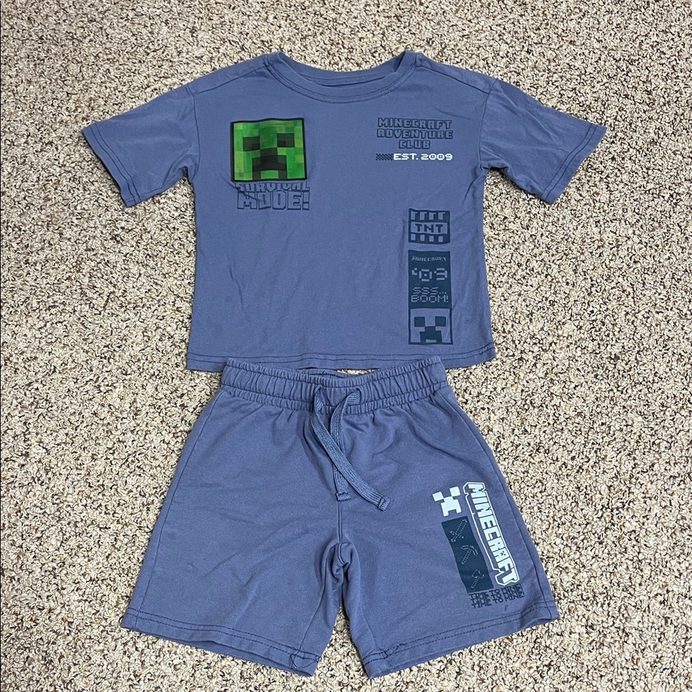 Minecraft Graphic Blue T-Shirt and short set